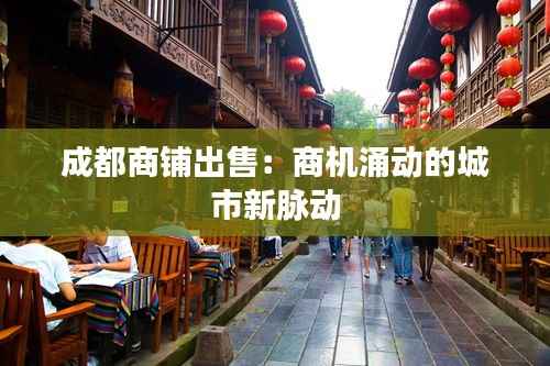 成都商铺出售:商机涌动的城市新脉动
