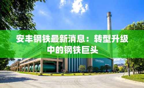 安丰钢铁最新消息:转型升级中的钢铁巨头