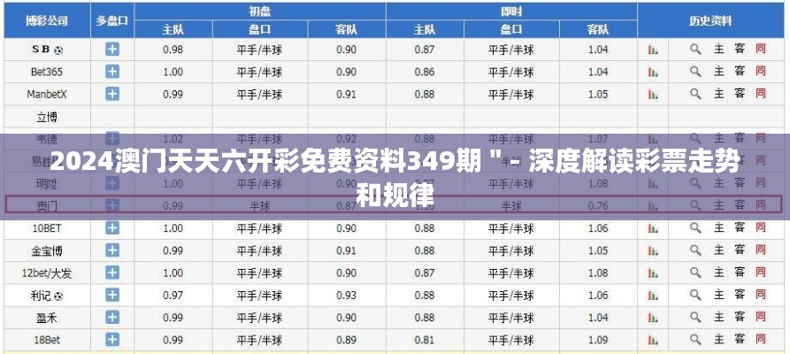 2024澳门天天六开彩免费资料349期"- 深度解读彩票走势和规律