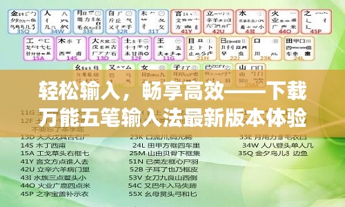 轻松输入,畅享高效——下载万能五笔输入法最新版本体验指南