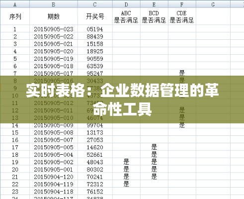 实时表格:企业数据管理的革命性工具