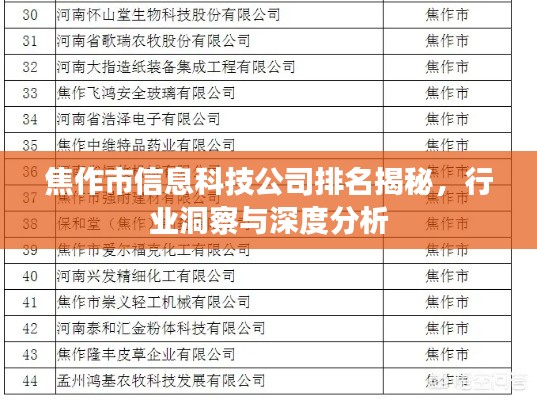 焦作市信息科技公司排名揭秘,行业洞察与深度分析
